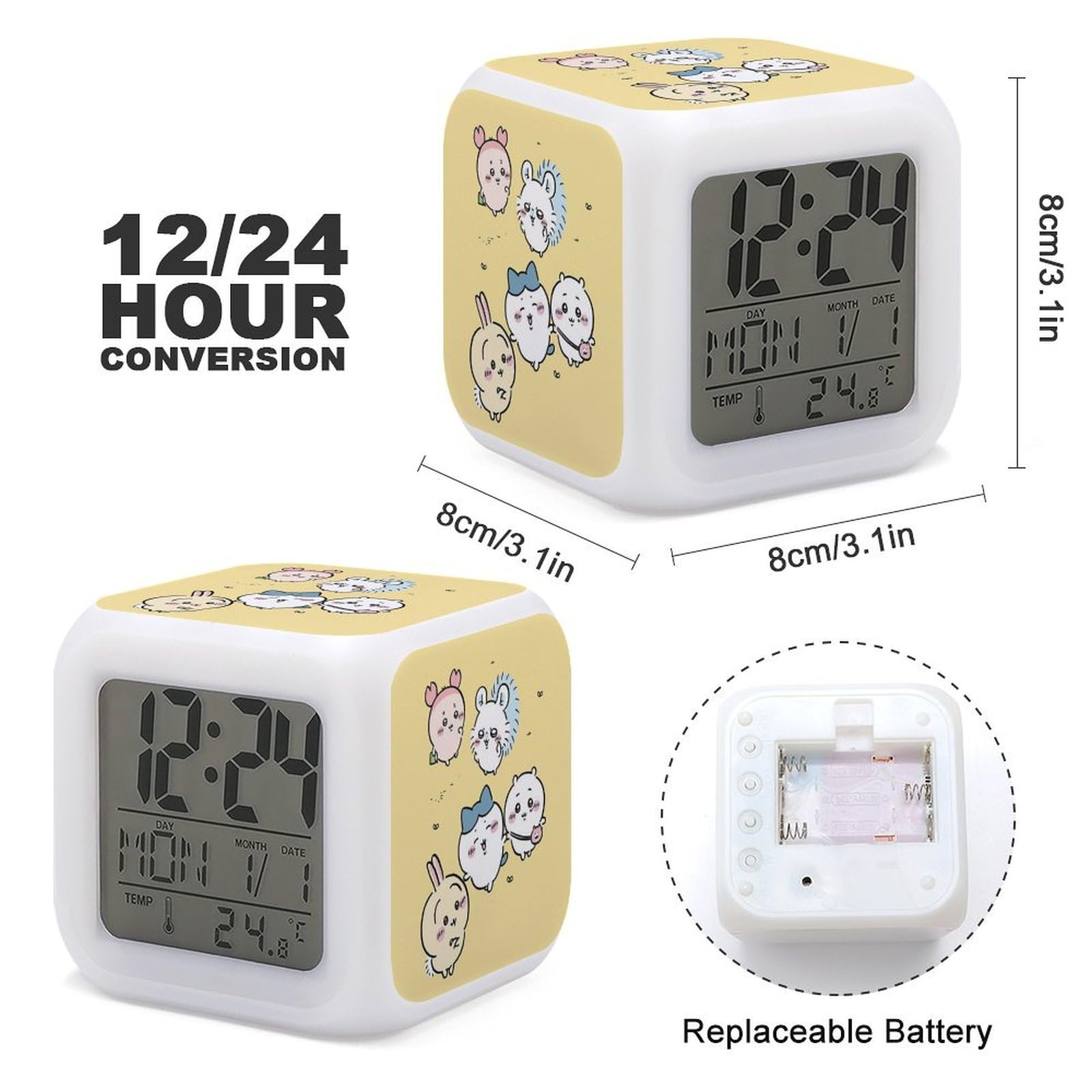 Amazon.co.jp: ちいかわ- 目覚まし時計 デジタル置き時計 温度湿度計